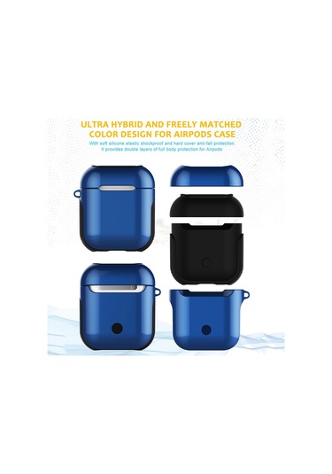Vernikli Pc Bluetooth Kulaklık Kılıfı  Airpods Uyumlu 1/2 İçin Anti-kayıp Saklama Çantası Mavi