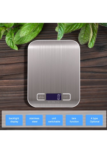 Dijital Mutfak Tartısı 10kg Ölçüm Aralığı, Pişirme Ve Fırınlama İçin G Lb Oz Ml Kg Süt Ml Paslanmaz Çelik Şarj Edilebilir Gümüş