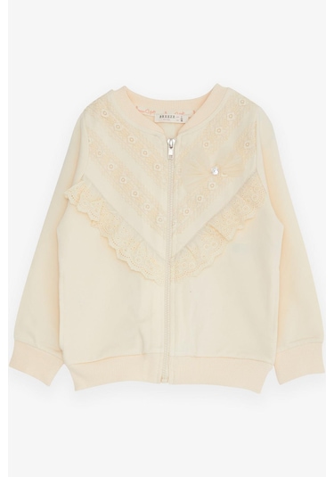 Breeze Kız Çocuk Hırka Güpürlü 3-7 Yaş, Krem