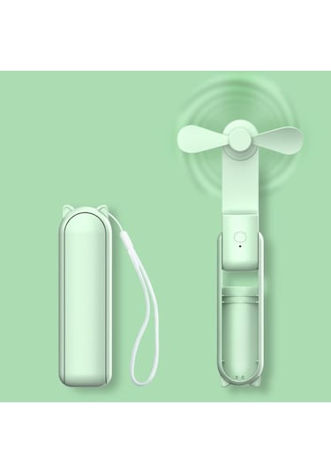 Hz001 Dahili 1200mah Pil Küçük Cep Vantilatörü 3 Hız Modu 7-10 Saat Teleskopik El Vantilatörü - Yeşil Yeşil
