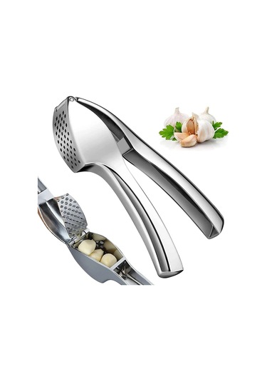 Sarımsak Presi Paslanmaz Çelik Sarımsak Kıyma Sarımsak Kırıcı Gümüş