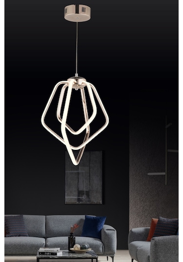 Ld 068 Model Gold 3 Renkli Salon Ve Oturma Odası İçin İdeal Alüminyum Avize, 40x70 Gold