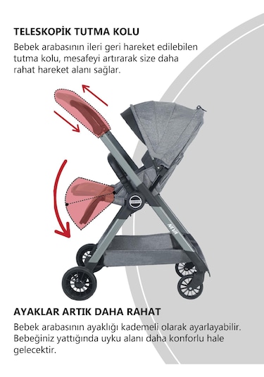 Convers Neva Yeni Nesil Cabin Çifyön Bebek Arabası Gri