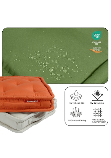 Xpermate Bisküvi Minder Petek Önü Fransız 45x45x14 Yeşil