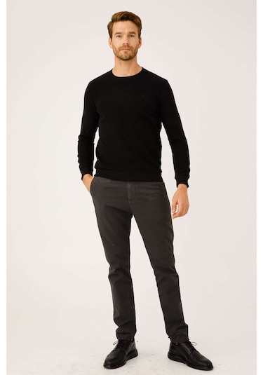 İgs Erkek Siyah Standart Bisiklet Yaka  Triko Siyah