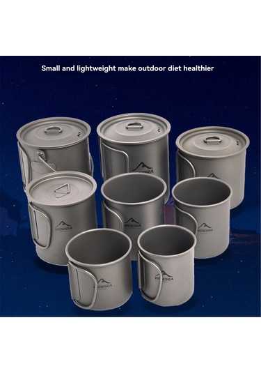 Ranyeek Titanium Kamp Çelik Bardak, Katlanabilir Kollü, Hafif, Isıya Dayanıklı, 375ml, Çadır, Yürüyüş, Outdoor Malzeme Çok Renkli