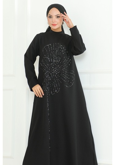 Zeral Taş İşlemeli Abiye 1200 - Siyah