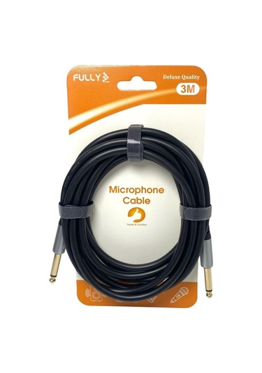 Fully 3metre 6.3mm Erkek-erkek Mono Gitar Kablo - Siyah