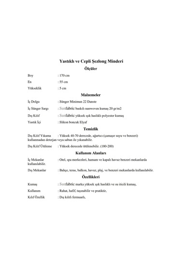 Şezlong Minder(Çanta Hediyeli)