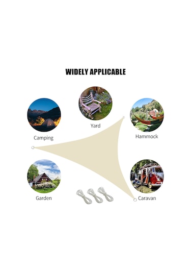 Xindoker 2x2x2m Bej Bahçe Havuzu Gölgesi, 420d Oxford Kumaş Uv Koruyucu, Taşınabilir Outdoor Triangular Gölge Çadırı Bej