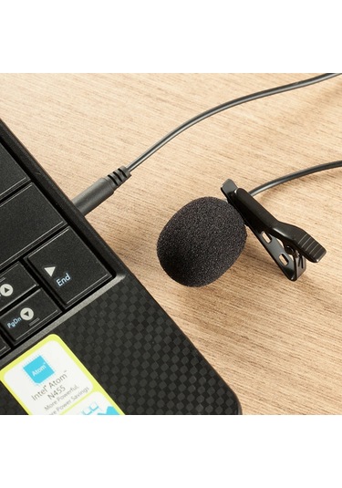 Çok Yönlü Mini Kapasite Metal Mikrofon 3.5mm Jack Yaka Mikrofonu Ses Mikrofon Black