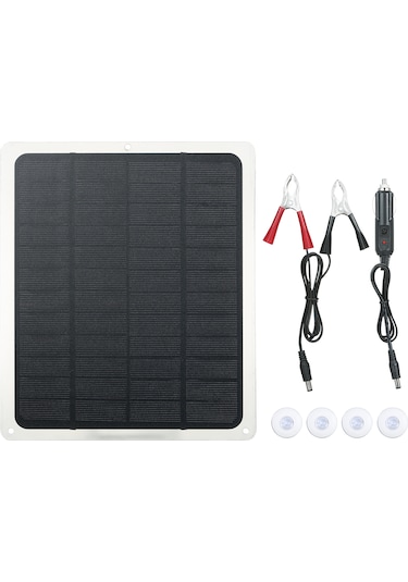 15w D C 12v/5v Solar Panel Kiti İkili Usb & Type-c Arayüzü Ve Aligator Kelepçe/ Araç Şarj Cihazı Ip65 Suya Dayanıklı Ev İçin Dış Mekan Kullanımı İçin Taşınabilir