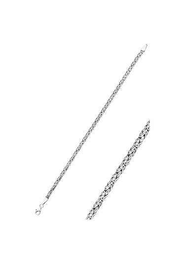 Gümüş Ezme Yassı Model Erkek Kral Bileklik 3,8 Mm