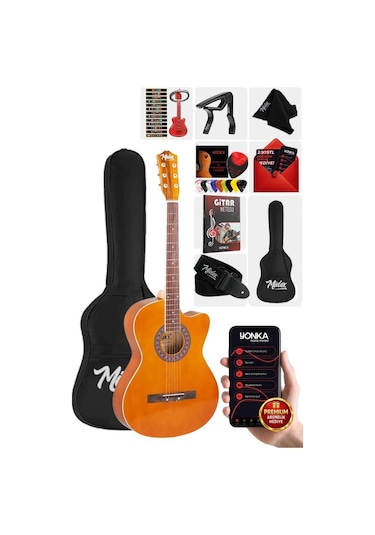 Midex Xc-120brw Kaliteli Akustik Gitar Gül Klavye Sap Ayarlı 4/4 Full Set