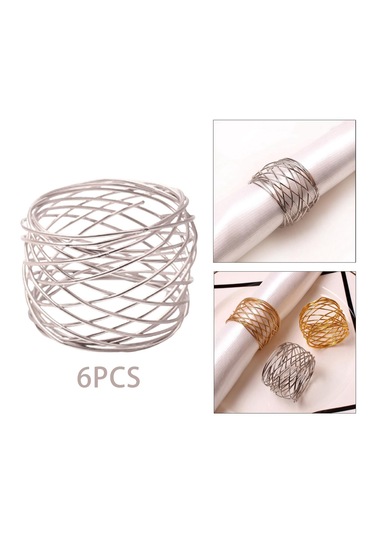 Suntek 6x El Sanatları Peçete Halkaları Parti Yemek Masası Gümüş