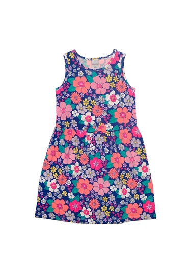 Lovetti Kız Çocuk Neon Garden Desen Kolsuz Elbise 5757-69 Çok Renkli