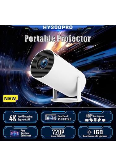 Pvzz Hy300 Pro Projektör 720p Taşınabilir Projektör, Android Os