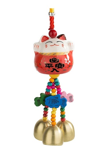 Açık Dekorasyon Seramik Rüzgar Çanları Şanslı Servet Kedi Rüzgar Çanları Araba Süsleme