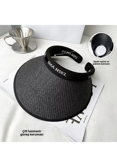 Snapbuy Uv Korumalı Yazlık Kadın Vizör Şapka, Katlanır, Şık Ve Kullanışlı Beyaz - Siyah