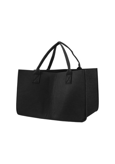 Xurunkeji Şömine Odun Keçe Saklama Çantası Sepet Dergi Rafı Odun Cebi, Keçe Katlanabilir Odun Tutucu Sepet Siyah Siyah