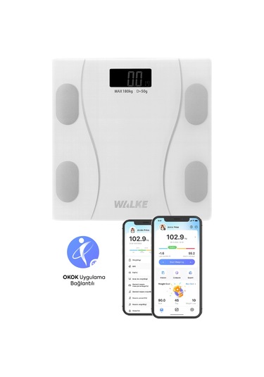 Walke Premium Uygulama Bağlantılı Akıllı Baskül Beyaz