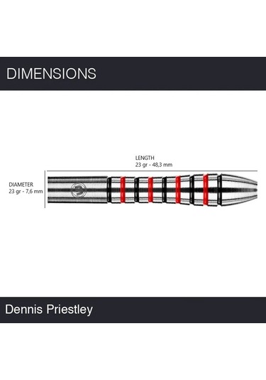 Winmau Dennis Priestley %90 Tungsten Çelik Uçlu Dart Oku