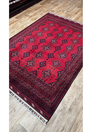 El Dokuma Afgan Halısı Kirmzi