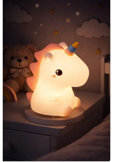 Dekoratif Led Sevimli Unicorn Un-29 Gece Lambası Beyaz