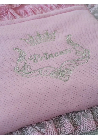 Yenidoğan Sahra Taç Nakışlı Trilüks 2li Alt Açma Seti Pembe Pembe