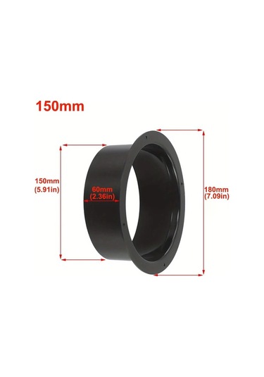 Globalbloom Siyah Duvar Flanşlı 150mm Plastik Egzoz Borusu Bağlantı Adaptörü