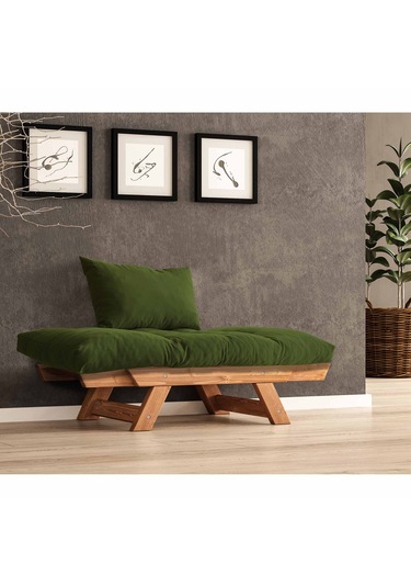 Woodesk Adalar Masif Tik-yeşil Renk Berjer Cpt8160-140 Yeşil