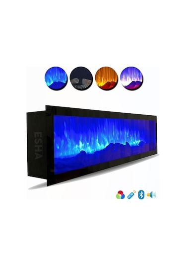 Esha Home Elektrikli Dekoratif Yapay Şömine Bluetooht Sabit Çıtırtı 150x35x18 Cm