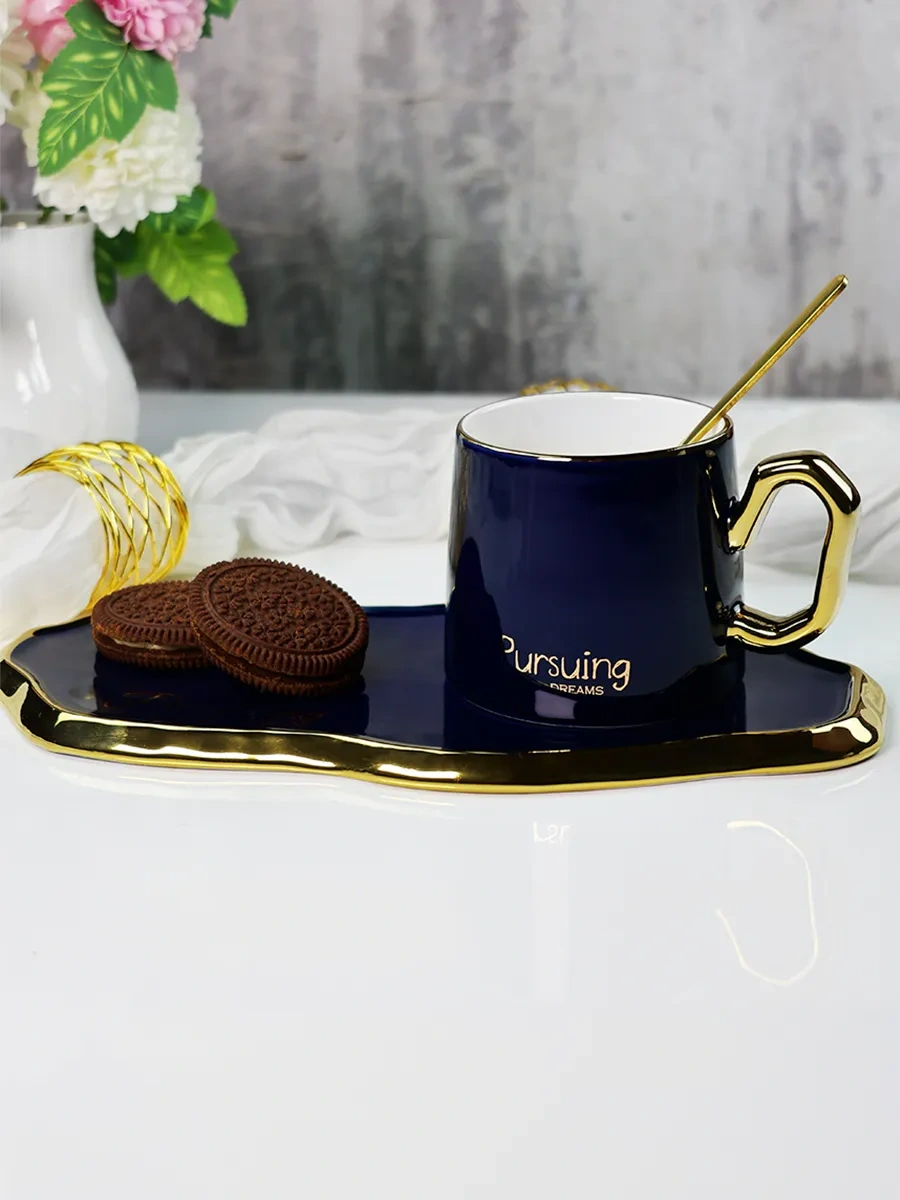 Lenardi Porselen Çay Ve Kahve Kupası, Tabaklı 250 Ml. 292795143 Mavi