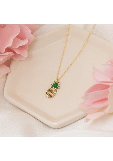 Dkmn Gümüş Mineli Ananas Şeklinde Gümüş Kolye