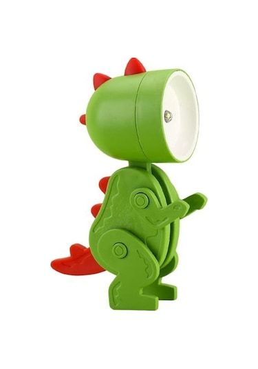 Yeşil Görünüm Sevimli Titreşimsiz Mini Boyut Göz Koruması Gece İle Karikatür Dinozor Lamba Esnek Uzuvlar Yeşil