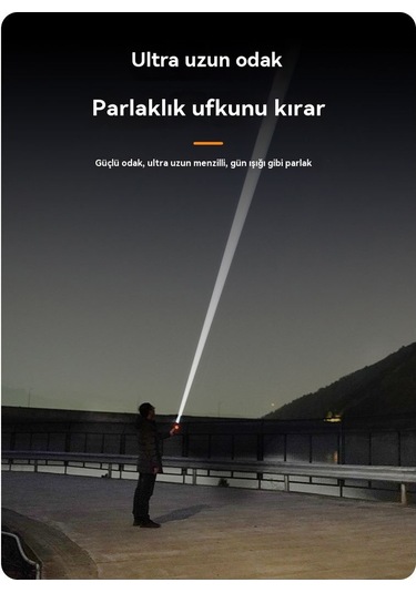 Jian Fan Yeni Yüksekışıklı El Fenerişarj Ultra Parlak Dışmekan Uzun Menzilli Beyaz Lazer Ultra Dayanıklıklıkok Fonksiyonlu El Feneri Siyah