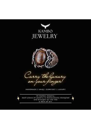 El Yapımı Gerçek Doğal Bronzit Taş Yüzük, 925 Ayar Katı Gümüş Erkek Yüzüğü Gümüş