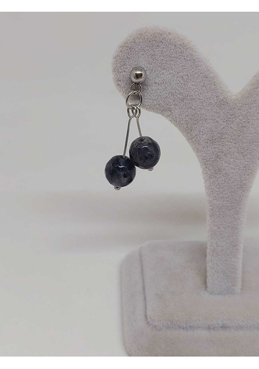 Doğaltaş Silver Çelik Küpe - Spektrolit Taşı Kiraz Serisi 55680 Çok Renkli