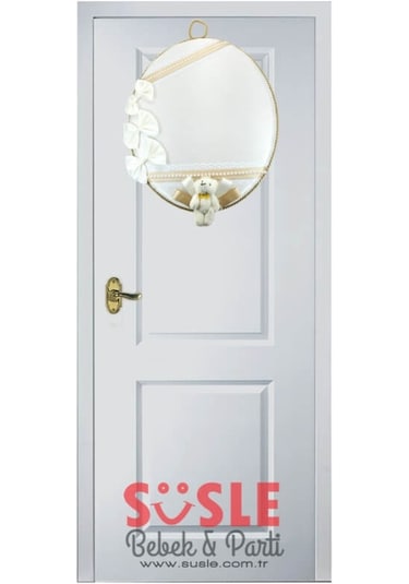 Süslebabypartystore Ipek Kumaş, Ayıcıklı Ve Isimli Oval Kapı Süsü Çok Renkli