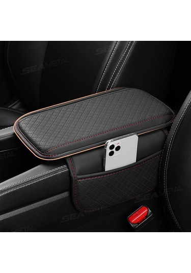 Gri Seametal Araba Kol Dayama Minderi Merkezi Konsol Kutusu Ped Koruyucu Kaymaz Yumuşak Yan Depolama Cepler Kapak Araba Aksesuarları