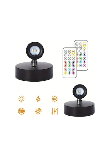 Fastbuy Siyah 1 Bilgisayar Led Manyetik Duvar Lambası Uzaktan Kumandalı Pil İle Çalışır Yapışkanlı Dekorasyon Siyah