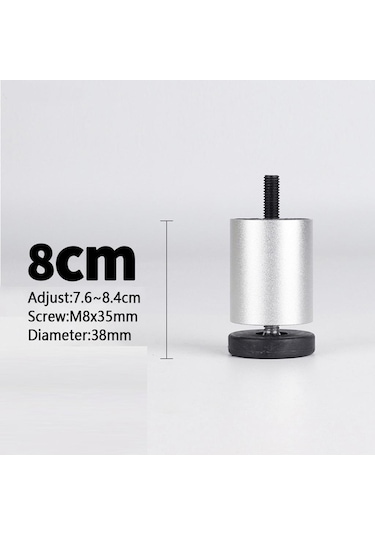 Suntek Magideal 4 Adet Alüminyum Alaşımlı Mobilya Gümüş-8cm