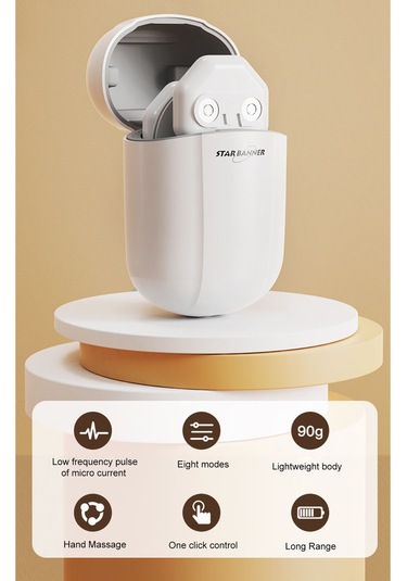 Ruicoo Portatif Düşük Frekanslı Puls Massage Aleti - Bacak, Bel, Omuz, Boyun İçin Mini Masajcı - 2 Ana Ünite + 2 Yama + Şarj Kutusu + Kumanda - Siyah Siyah