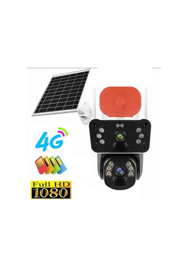 4g Solar Kamera Çift Kameralı Sim Kart Destekli Sirenli Güvenlik Kamerası-125513