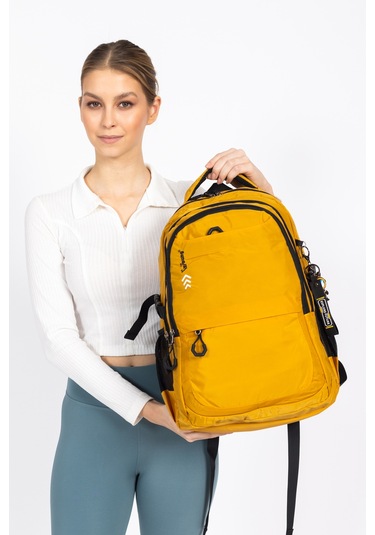 Fermuarlı Geniş Bölmeli Spor & Okul Sırt Çantası Hafif, Ergonomik Ve Dayanıklı Tasarım - Sarı Sarı