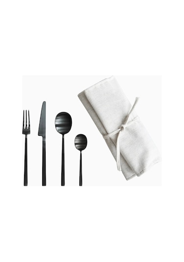 101 Copenhagen Kogei Cutlery 16 Parça Çatal Bıçak Kaşık Seti Siyah