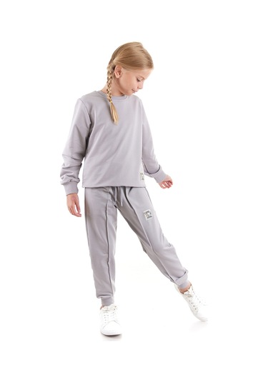 Ahengim Kız Çocuk Back To School Pamuklu Trend Eşofman Takımı Ak2529 Gri