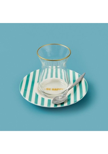 Evidea Kitchen Be Happy Çay Tabağı - Yeşil - 13 Cm Yeşil