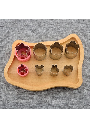 Maiyame Stok Mutfak Aletleri: Çelik Meyve Sebze Kesici, Bisküvi Şekillendirici, Bebek Yemek Araçları - Pembe Ve Mor Seti Yeşil + Pembe + Mor