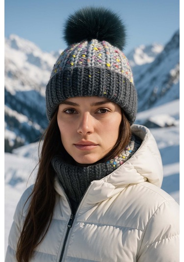 Ponpon Detay Kadın Bere Rkş-1142 Antrasit Antrasit